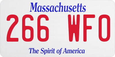 MA license plate 266WF0