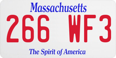 MA license plate 266WF3