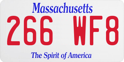 MA license plate 266WF8