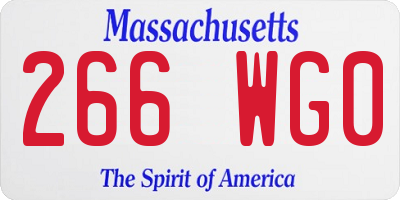 MA license plate 266WG0