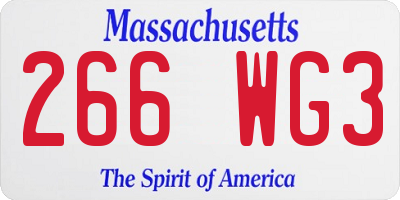 MA license plate 266WG3