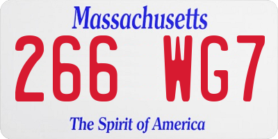 MA license plate 266WG7