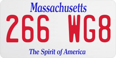 MA license plate 266WG8