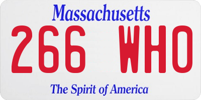 MA license plate 266WH0