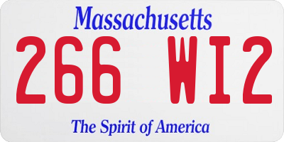 MA license plate 266WI2