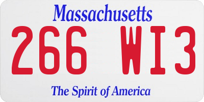 MA license plate 266WI3