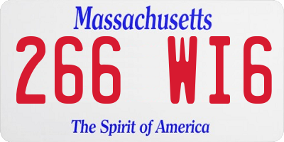 MA license plate 266WI6