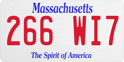 MA license plate 266WI7