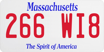MA license plate 266WI8