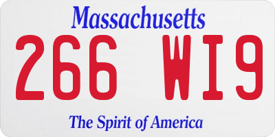 MA license plate 266WI9