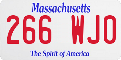MA license plate 266WJ0
