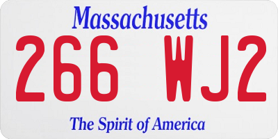 MA license plate 266WJ2