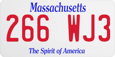 MA license plate 266WJ3