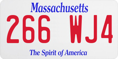 MA license plate 266WJ4