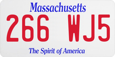 MA license plate 266WJ5