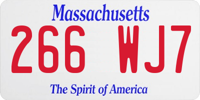 MA license plate 266WJ7