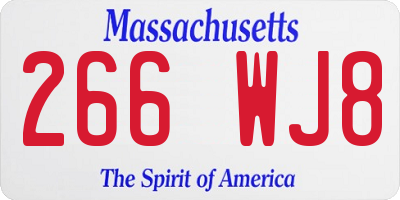 MA license plate 266WJ8
