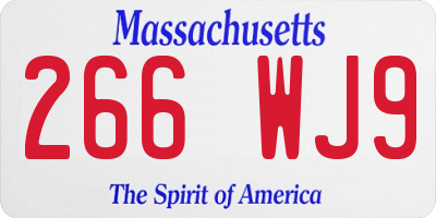 MA license plate 266WJ9