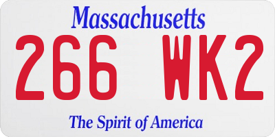 MA license plate 266WK2