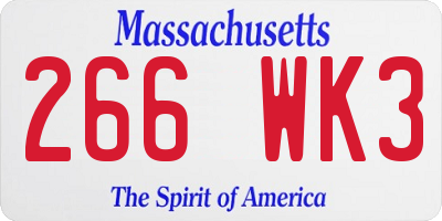 MA license plate 266WK3
