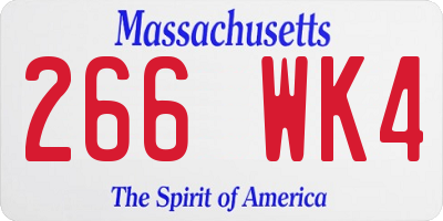 MA license plate 266WK4