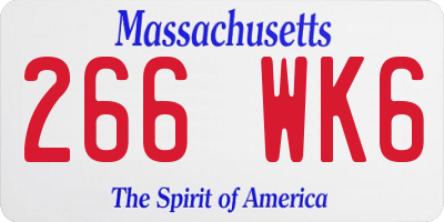 MA license plate 266WK6