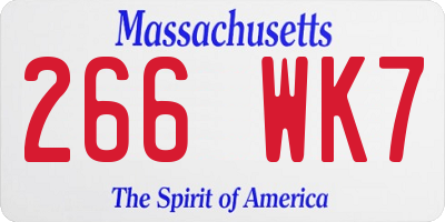 MA license plate 266WK7