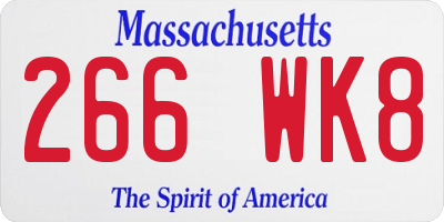 MA license plate 266WK8