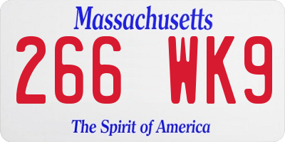 MA license plate 266WK9