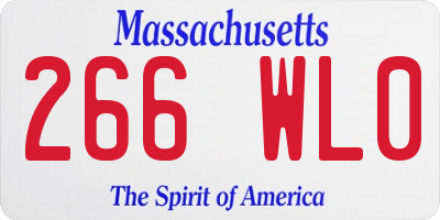 MA license plate 266WL0