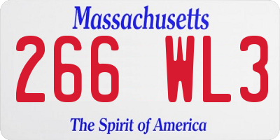 MA license plate 266WL3