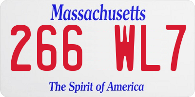 MA license plate 266WL7