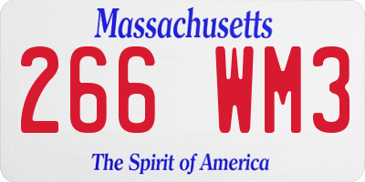 MA license plate 266WM3