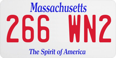 MA license plate 266WN2