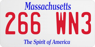 MA license plate 266WN3