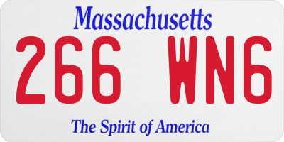 MA license plate 266WN6