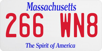 MA license plate 266WN8
