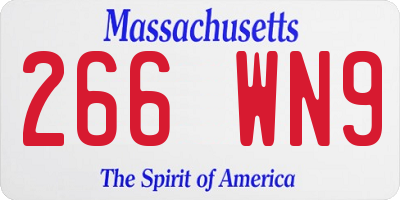MA license plate 266WN9