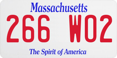 MA license plate 266WO2