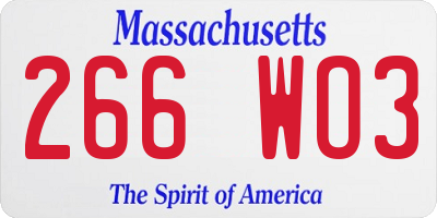 MA license plate 266WO3