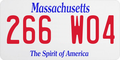 MA license plate 266WO4