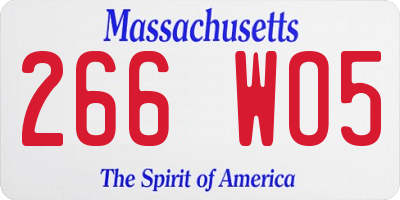 MA license plate 266WO5
