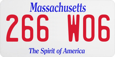 MA license plate 266WO6