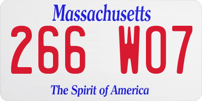 MA license plate 266WO7