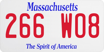 MA license plate 266WO8