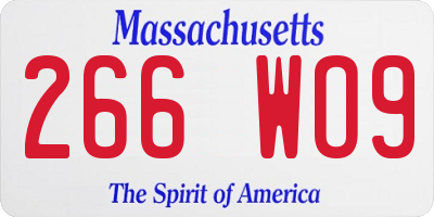 MA license plate 266WO9