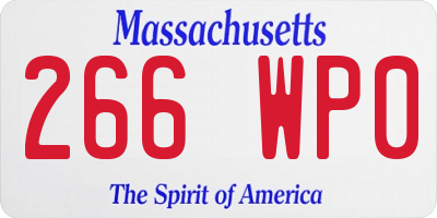 MA license plate 266WP0
