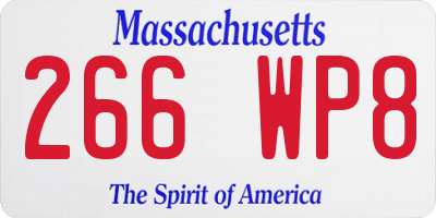 MA license plate 266WP8