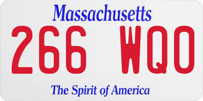 MA license plate 266WQ0