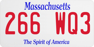 MA license plate 266WQ3